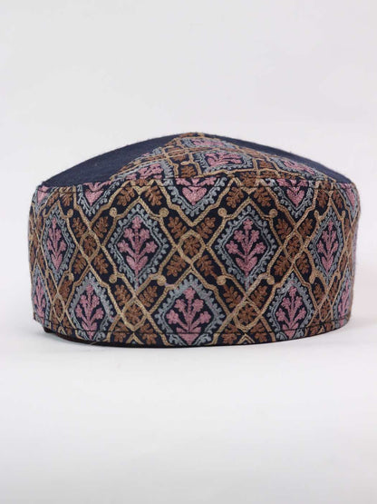 Kashmiri Classic Black Cap with Aari Embroidery