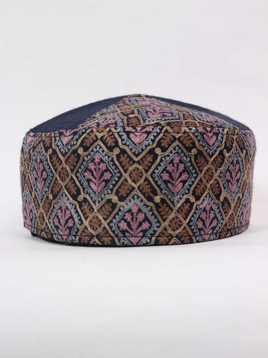 Kashmiri Classic Black Cap with Aari Embroidery