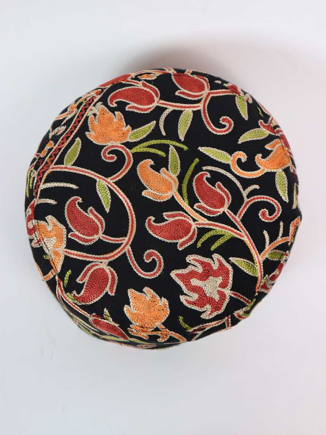 Traditional Black Kashmiri Cap with Aari Embroidery