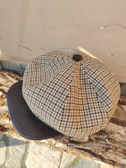 tweed leather cap from Kashmir 