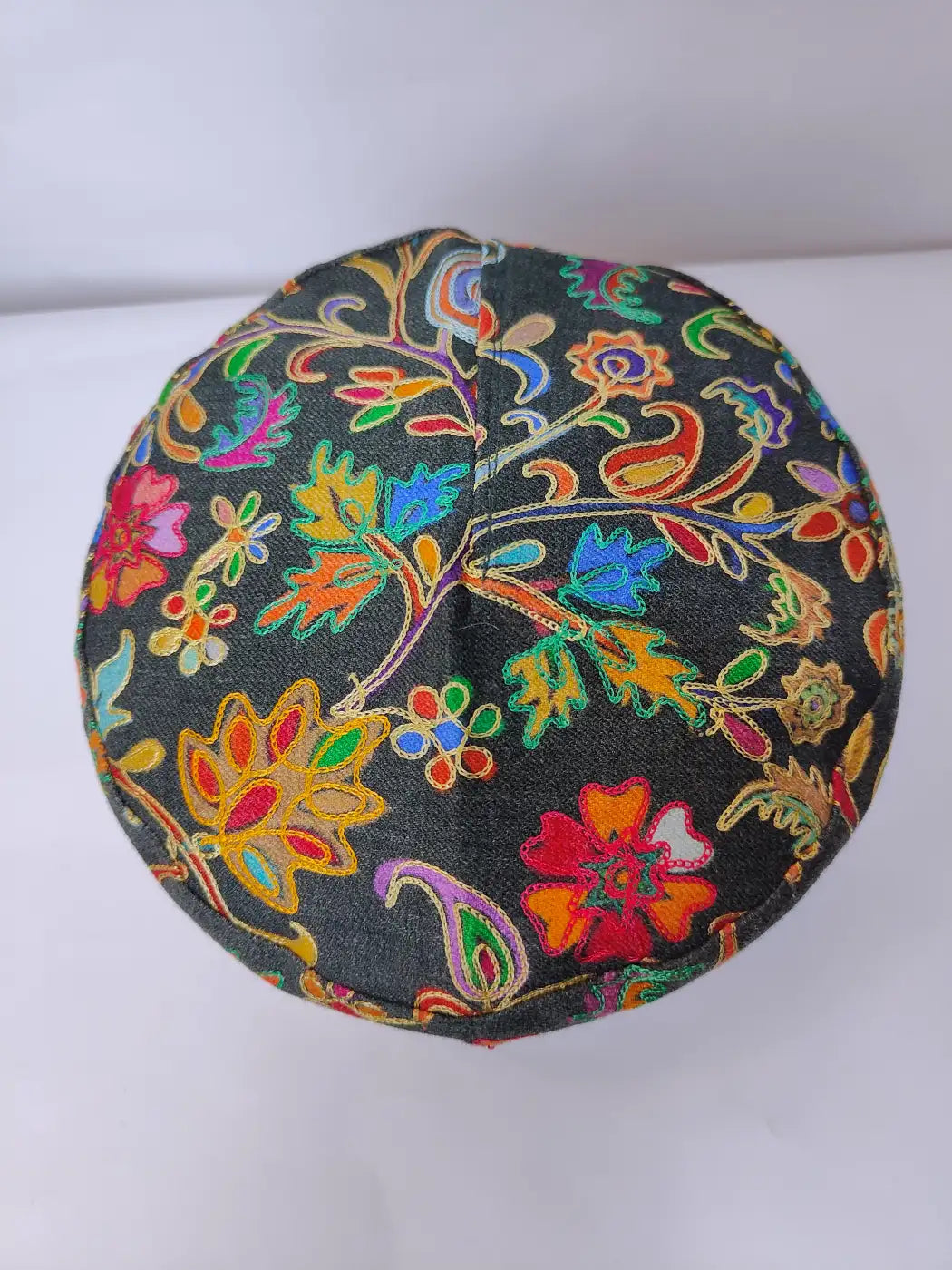 top side in kalamkari work of the kashmiri stylish cap 