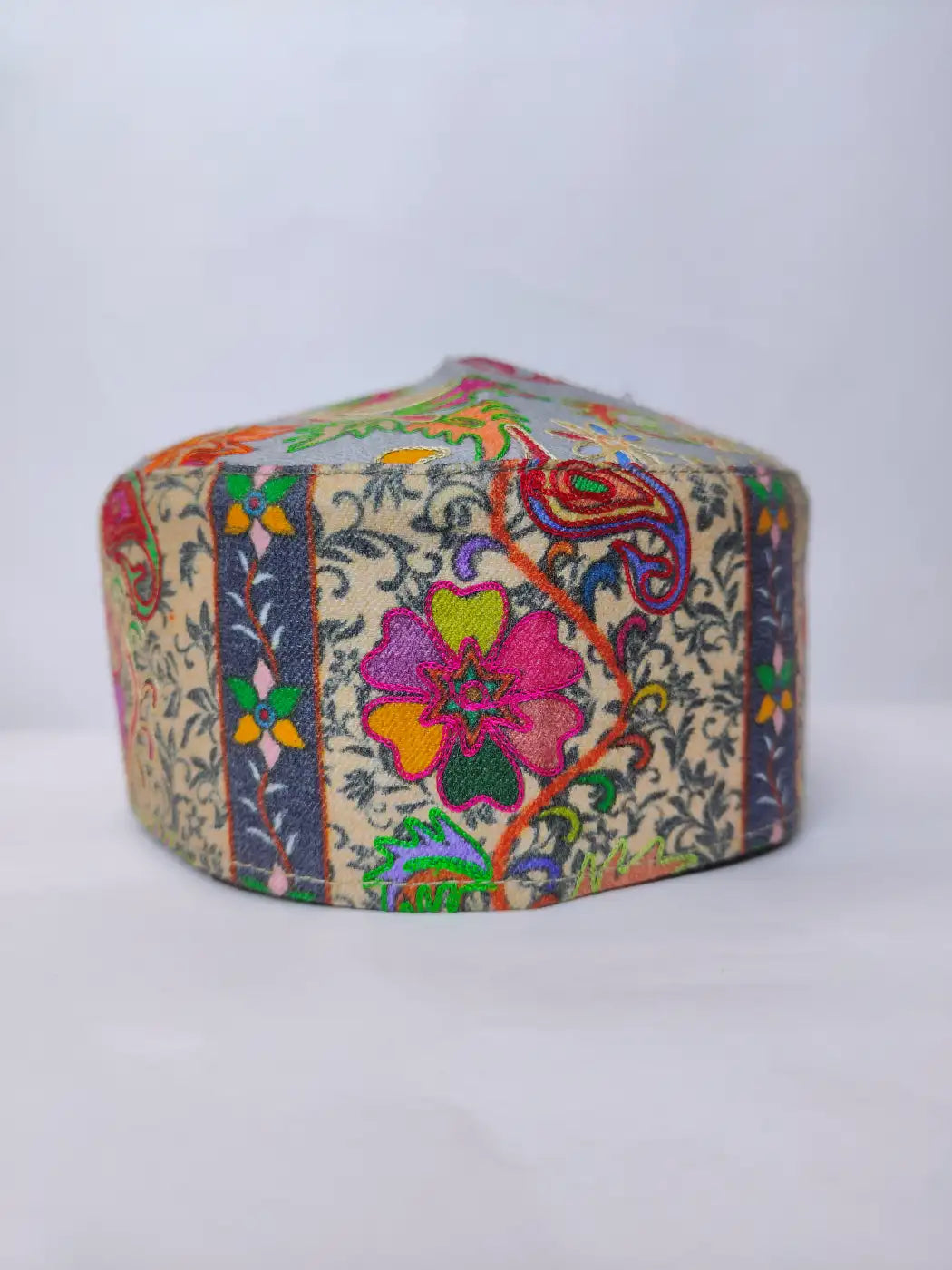 Kashmiri kalamkari embroidery cap