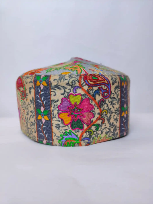 Kashmiri kalamkari embroidery cap