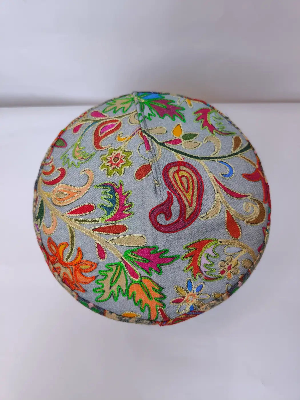 top side of the Kashmiri kalamkari  cap for gents