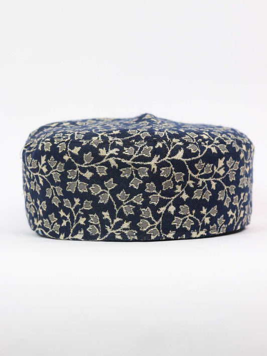 Pathan Navy Blue Kashmiri Kani Foldable Cap