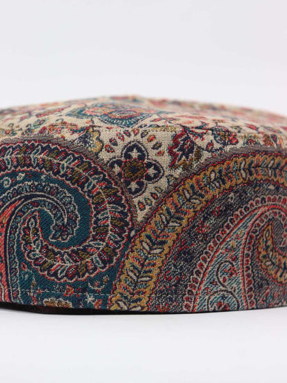 Round Kashmiri cap in beige