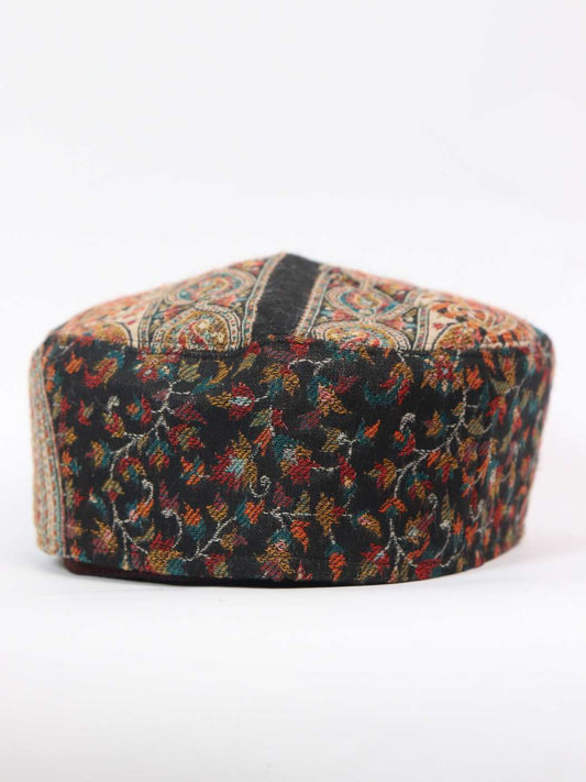 Mens Black Kani Cap from Kashmir