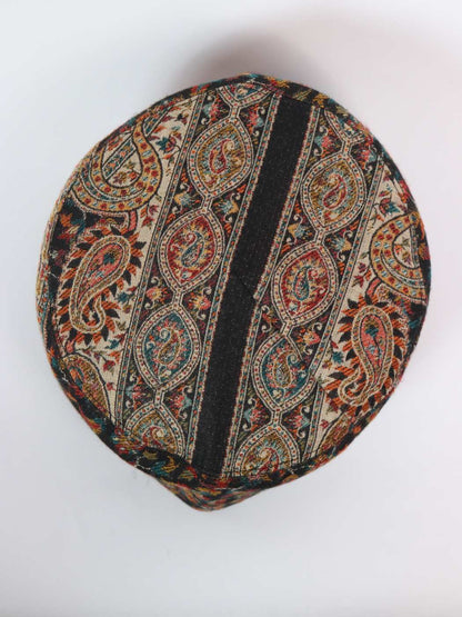 black cap in kani floral woven pattern 