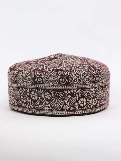 kani classic cap from Kashmir in floral woven pattern 