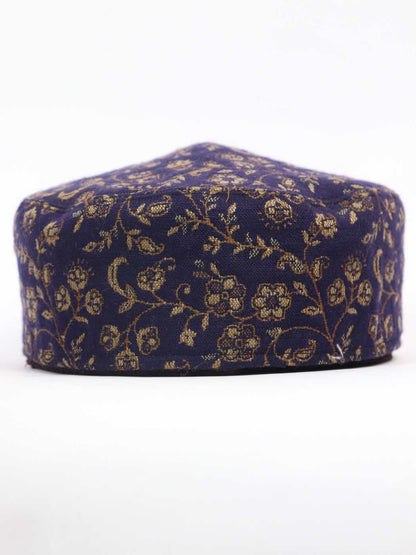 navy blue cap in kani woven pattern 