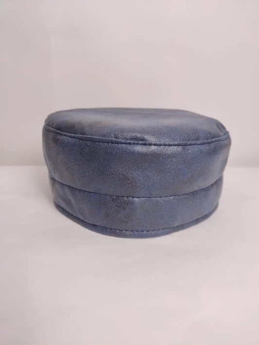 Blue Faux leather Plain Cap - Salman