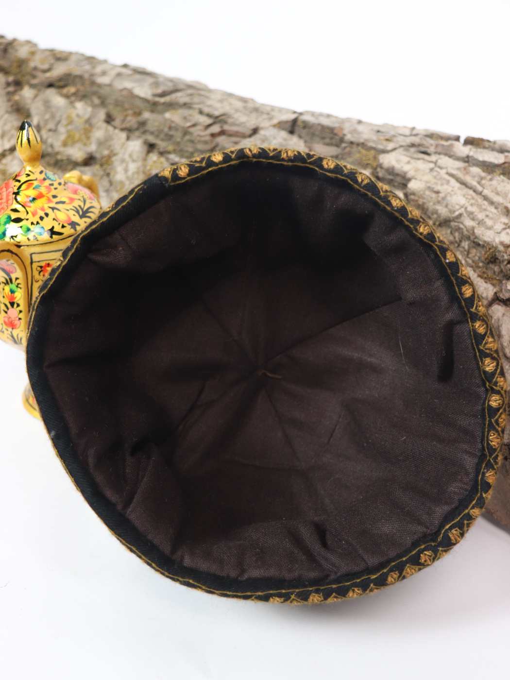 Kashmiri Cream Pure Pashmina Hand Sozni Cap