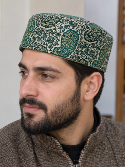 Green Kashmiri Lightweight Kani Cap Aarif For Men