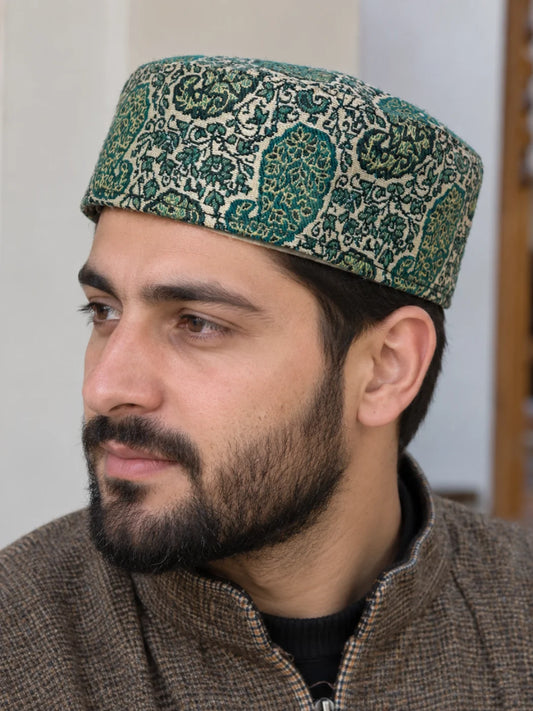 Green Kashmiri Lightweight Kani Cap Aarif For Men