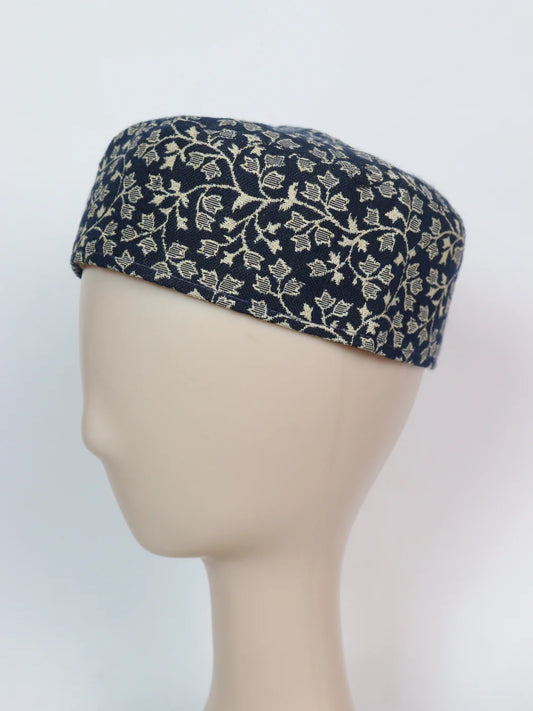 Navy BlueKashmiri Lightweight Handmade Kani Cap For Men
