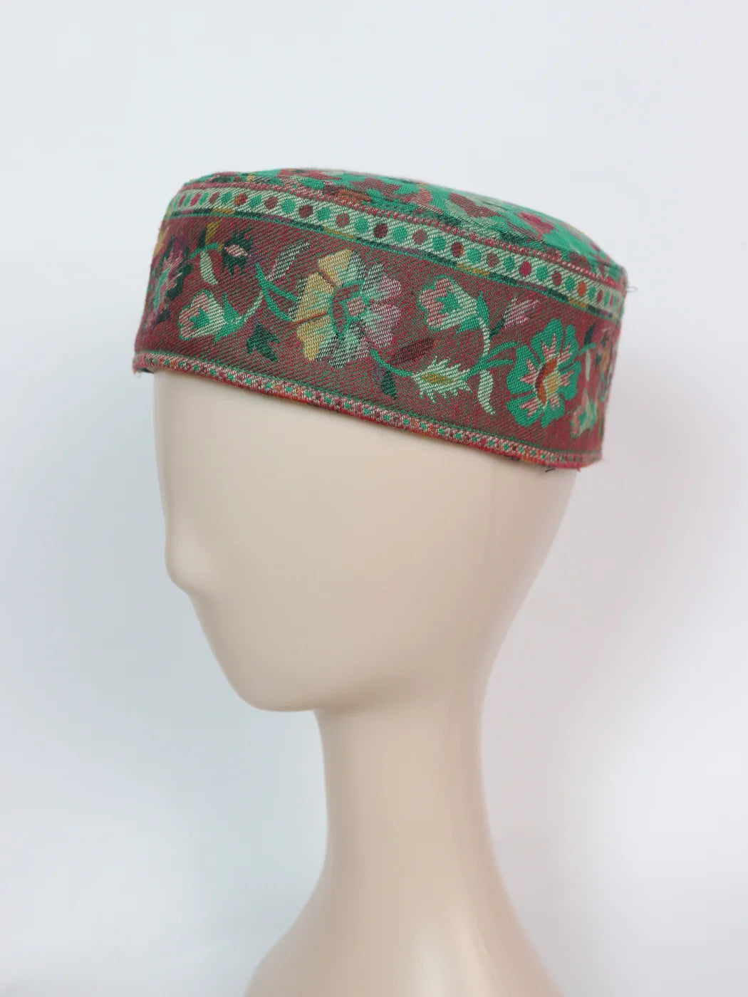 Green Kashmiri Round Kani Cap For Men Arfaat