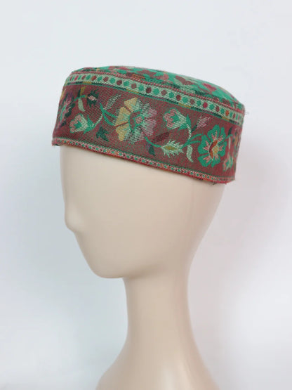Green Kashmiri Round Kani Cap For Men Arfaat