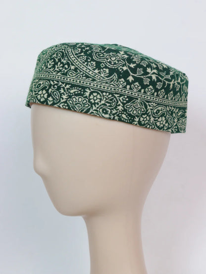 Kashmiri Green Unique Kani Cap For Gents