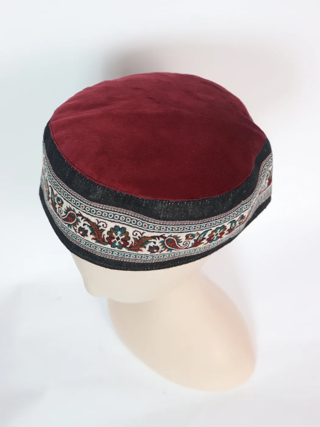 Kashmiri Badshah Maroon Designer Kani Cap For Men