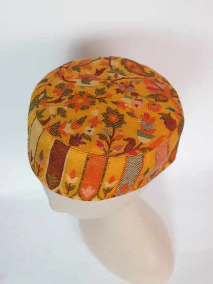 Kashmiri Nawaz Yellow Stylish Kani Cap For Men