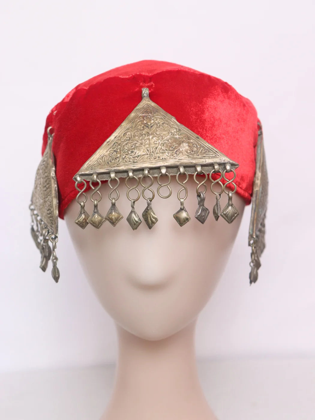 Kashmiri Traditional Kasaba Cap |Topi For Women With Vintage Jewelry Gulab