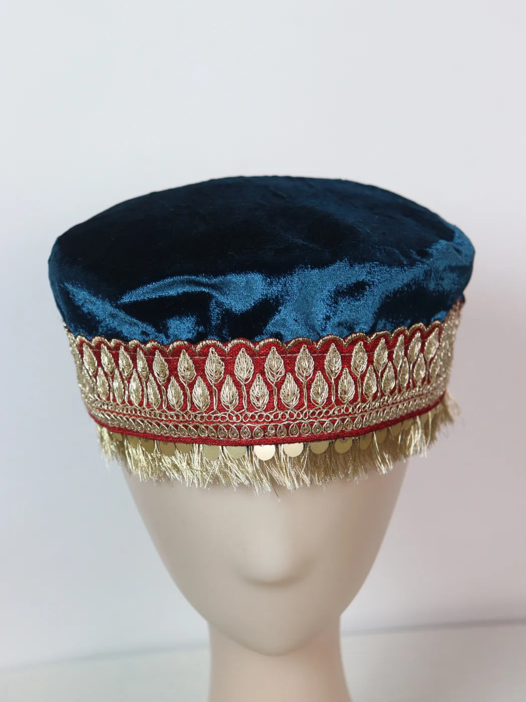 Neelam Kashmiri Velvet Cap for Wedding With Zari Work For Women In Navy-blue