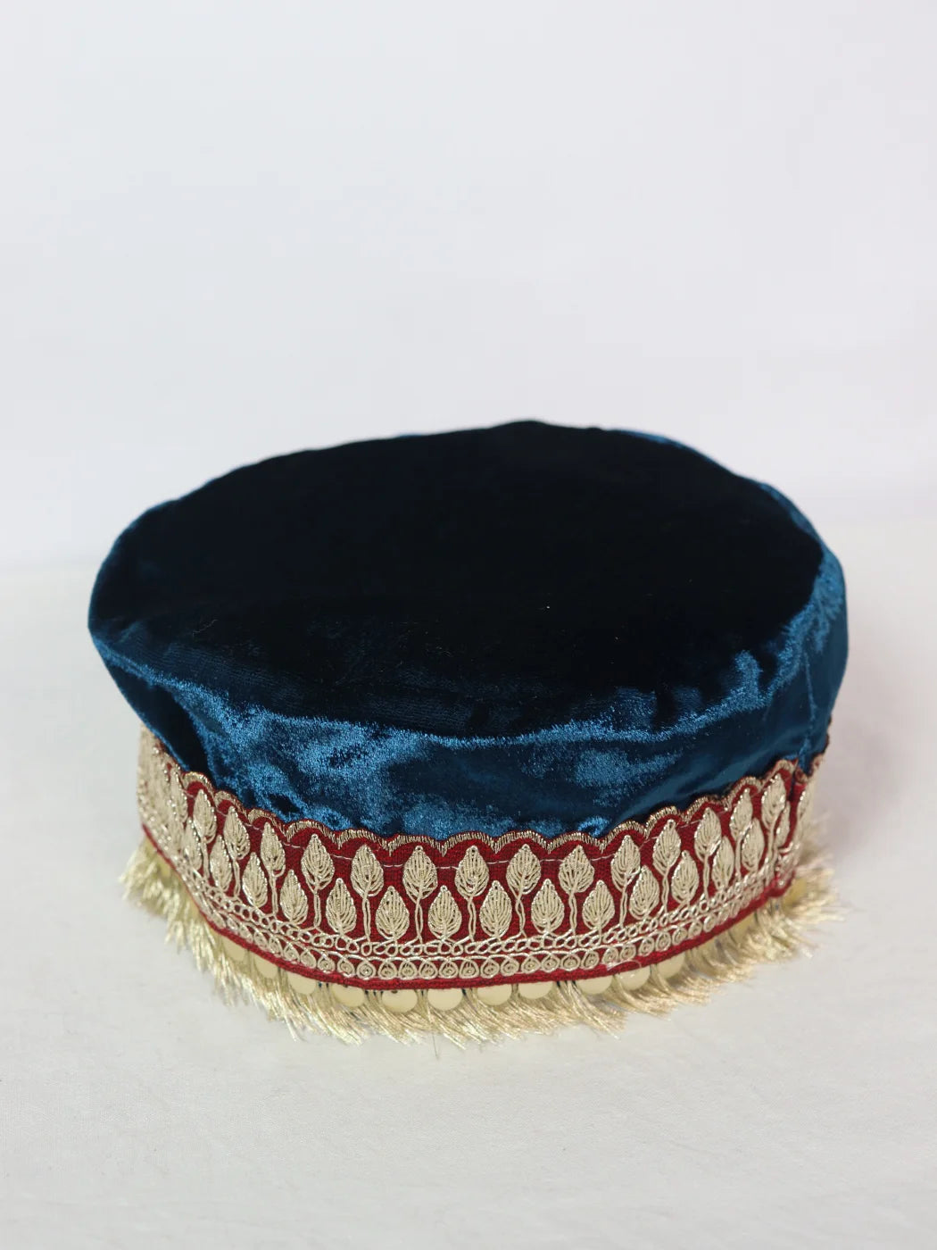 Neelam Kashmiri Velvet Cap for Wedding With Zari Work For Women In Navy-blue