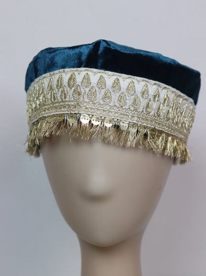 Kashmiri Blue Partywear Topi | Cap For Wedding With Zari Work for Women Rifat