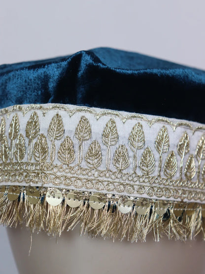 Kashmiri Blue Partywear Topi | Cap For Wedding With Zari Work for Women Rifat