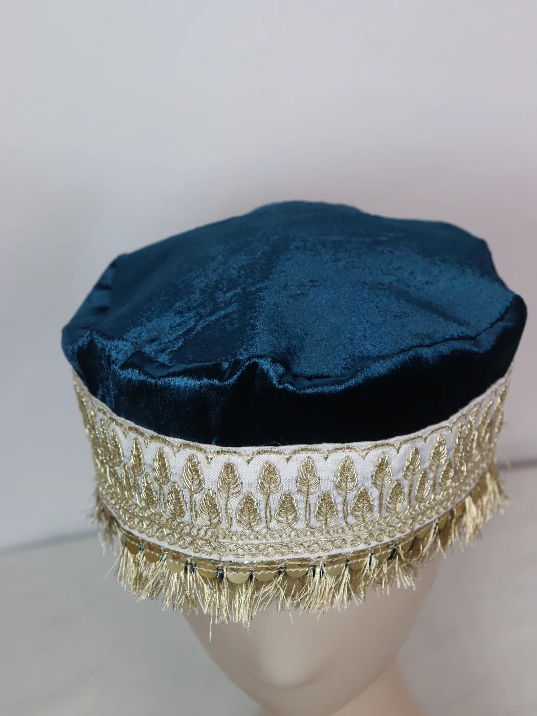 Kashmiri Blue Partywear Topi | Cap For Wedding With Zari Work for Women Rifat