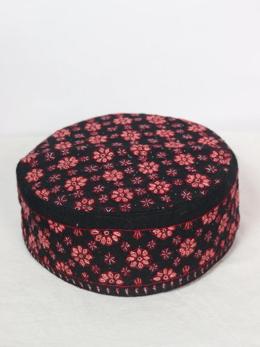Kashmiri Black Cap With Hand Sozni Embroidery Naseem