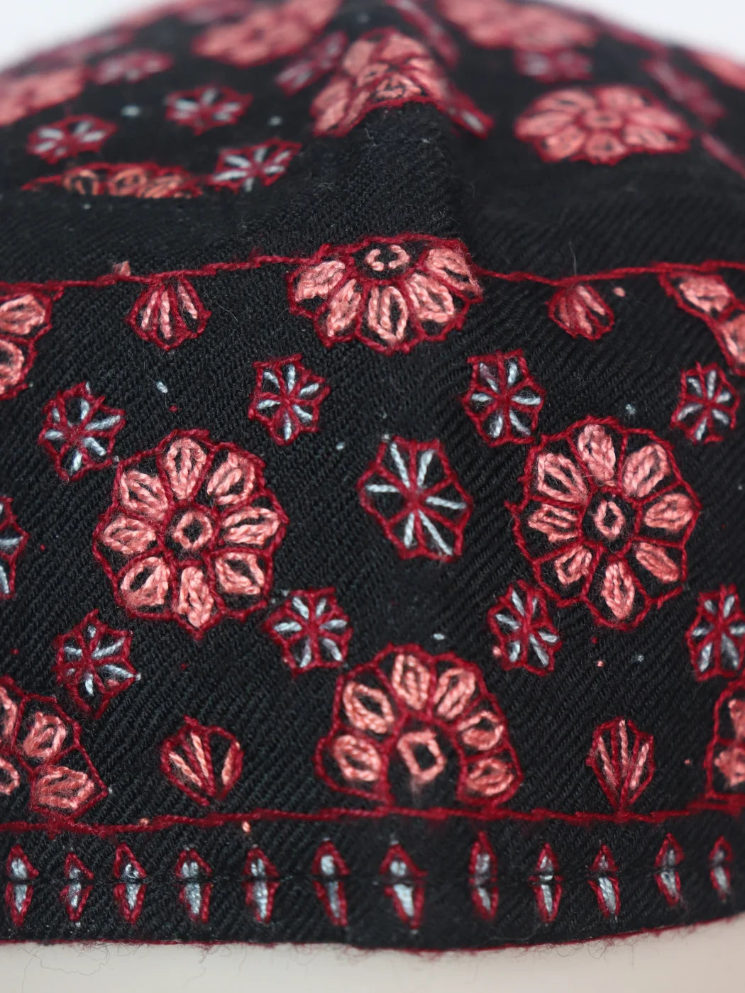 Kashmiri Black Cap With Hand Sozni Embroidery Naseem