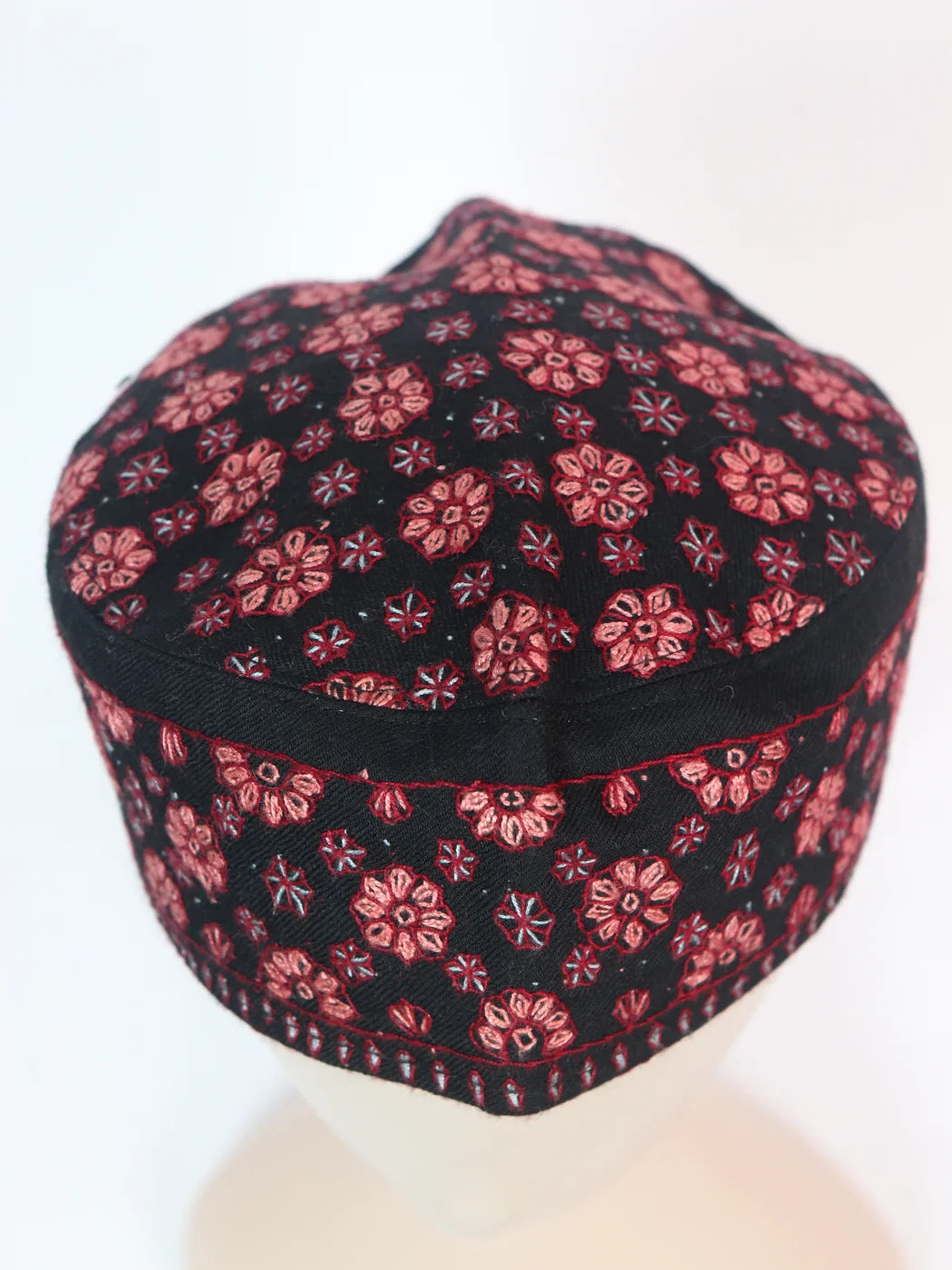 Kashmiri Black Cap With Hand Sozni Embroidery Naseem