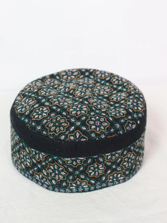 Kashmiri Black Cap | Topi Badshah With Hand Sozni Embroidery