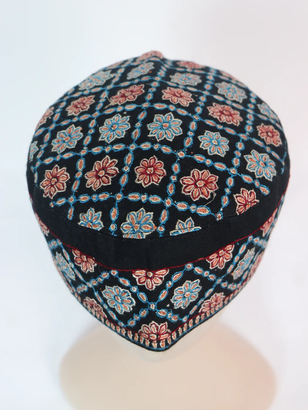 Kashmiri Black Cap With Shaheen Classic Hand Sozni Embroidery