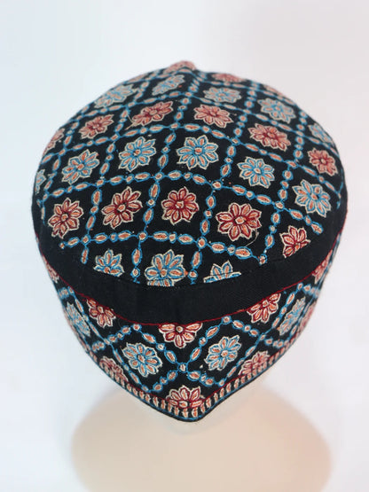 Kashmiri Black Cap With Shaheen Classic Hand Sozni Embroidery