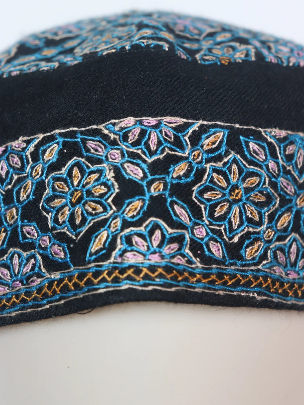 Black Kashmiri Cap | Topi With Hand Sozni Embroidery Rahim
