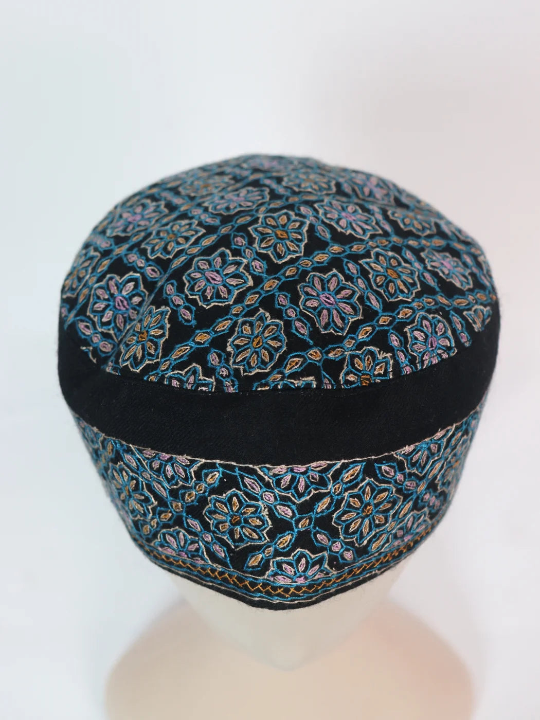 Black Kashmiri Cap | Topi With Hand Sozni Embroidery Rahim