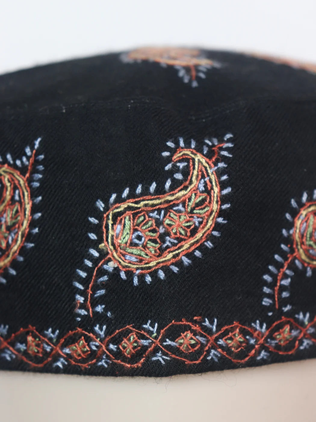 Walur Black Kashmiri Lightweight Toosha Cap with Hand Sozni Work
