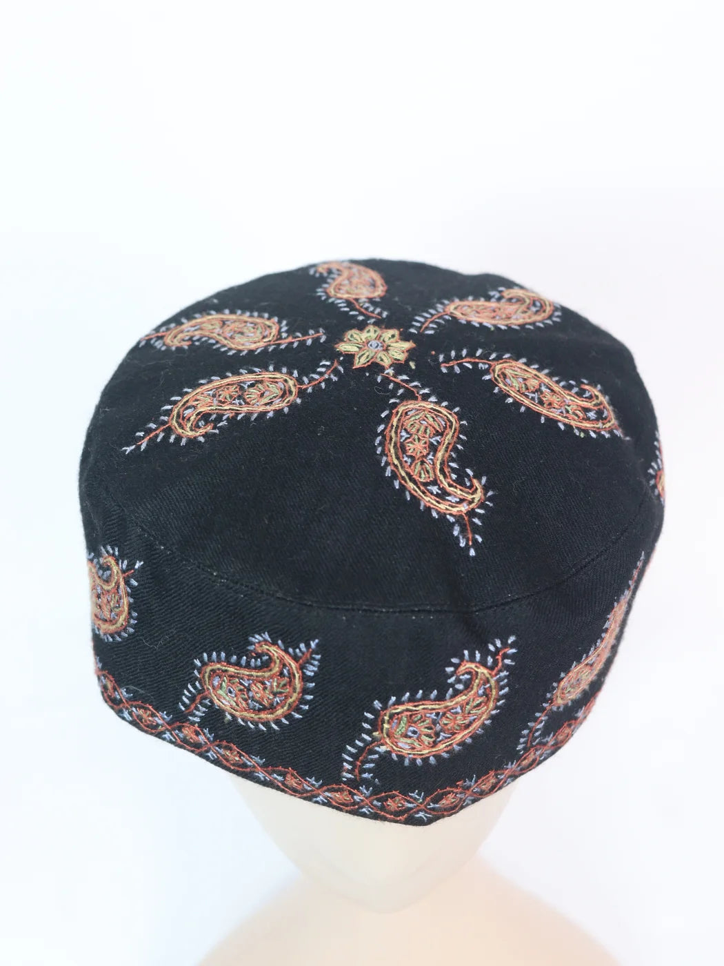 Walur Black Kashmiri Lightweight Toosha Cap with Hand Sozni Work