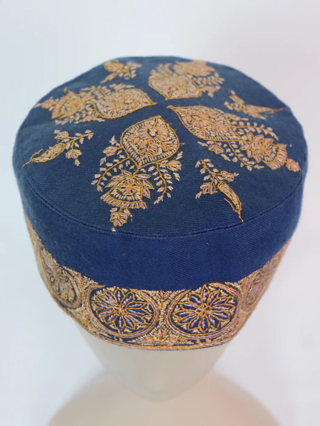 Kashmiri Sozni Work Cap In Blue Toosha | Dachigam