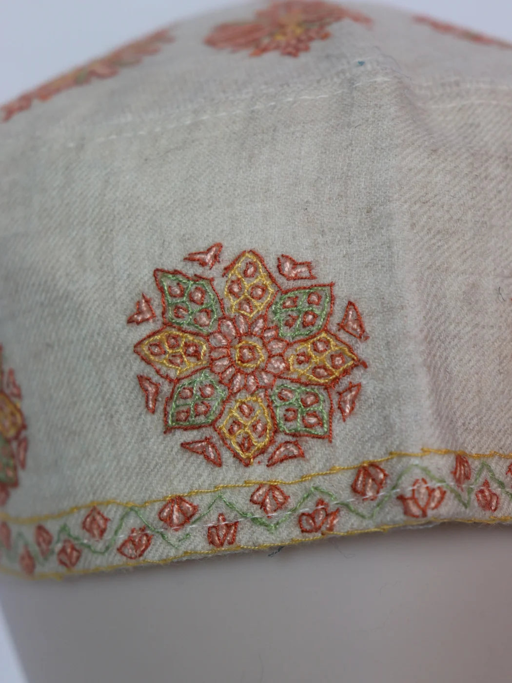 Kashmiri Classic Beige Cap Mohsin With Handmade Sozni Work