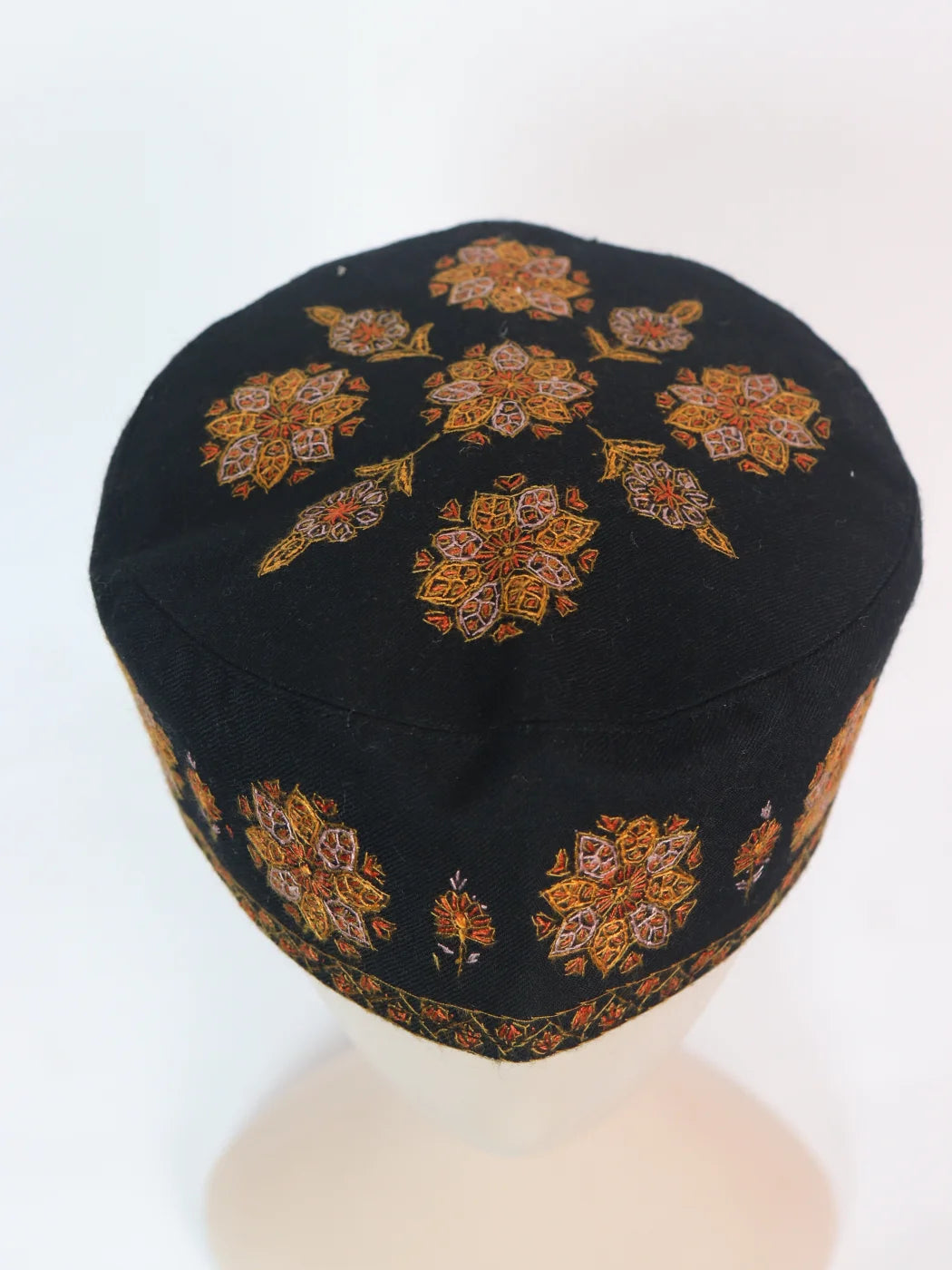 Kashmiri Black Cap Saim With Handmade Sozni Embroidery