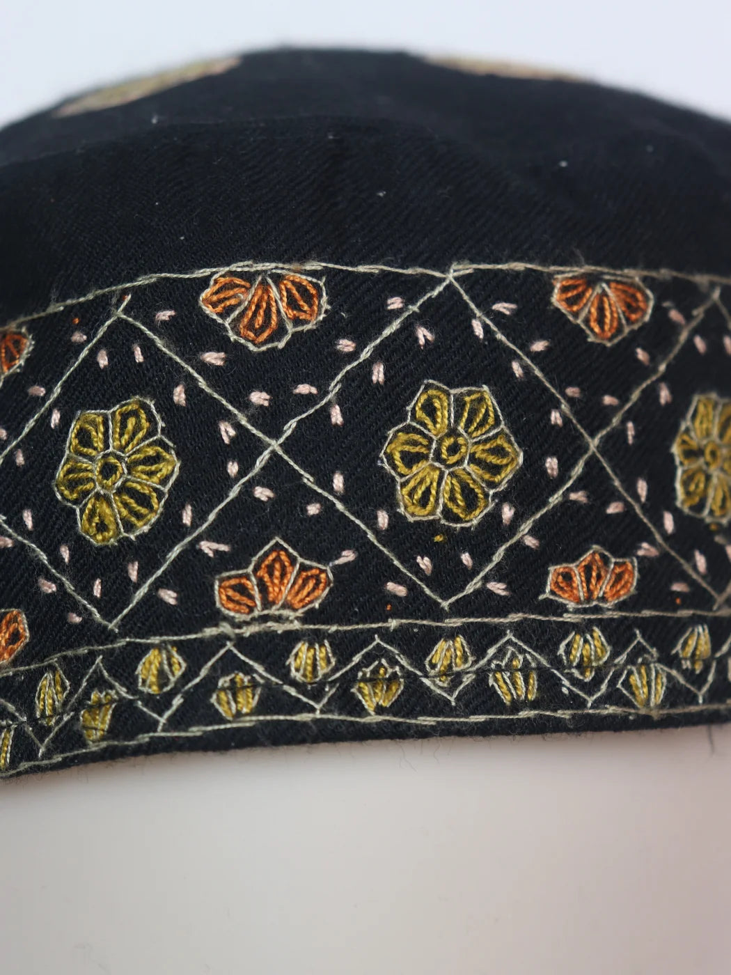 Sarfaraz Kashmiri Cap In Black With Handmade Sozni Embroidery