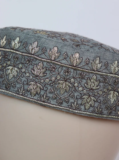 Shahbaz Kashmiri Grey Designer Cap for Men With Zari Work