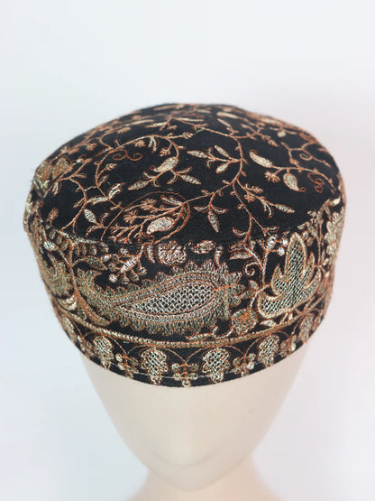 Raqib Kashmiri Black Stylish Cap for Men With Zari Work