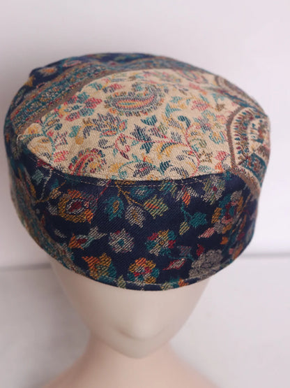 Classic Rafiq Kashmiri Kani Cap |Topi for Men In Navy-blue