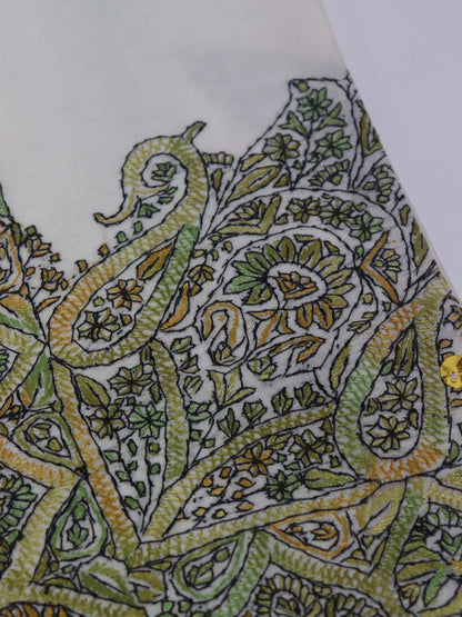 Sharjah Mens MP Pashmina Headscarf With Kashmiri Hand Sozni Embroidery