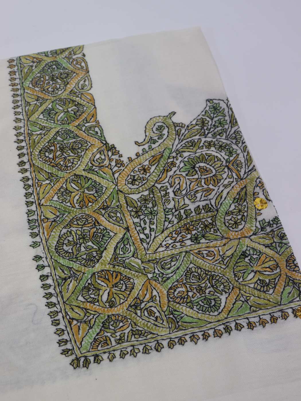 Sharjah Mens MP Pashmina Headscarf With Kashmiri Hand Sozni Embroidery