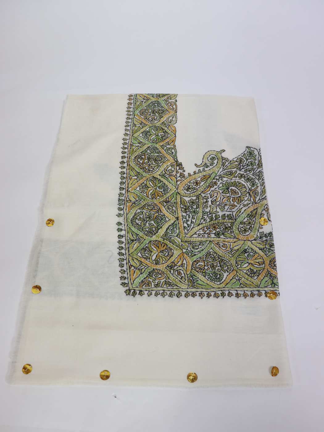 Sharjah Mens MP Pashmina Headscarf With Kashmiri Hand Sozni Embroidery